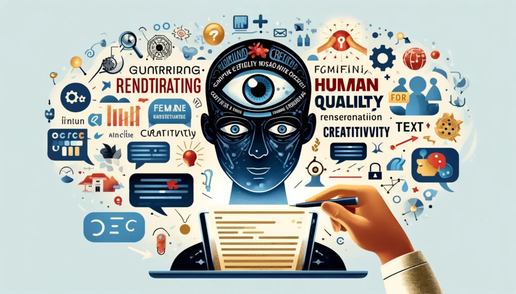 A person with an amazed expression reads a screen surrounded by symbols representing ChatGPT's ability to generate human-quality text, creativity, and natural language understanding.