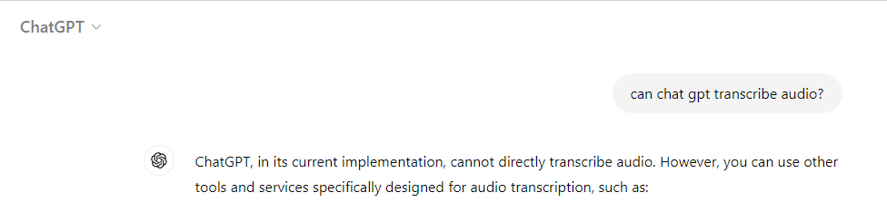 can chatgpt transcribe audio?